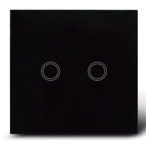 Makegood - Dotykový vypínač, sklenený panel, dva okruhy, čierny
