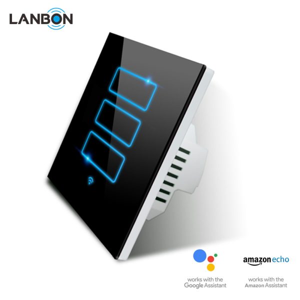 Lanbon - dotykový vypínač s WiFi, séria L6 – tri okruhy, čierny