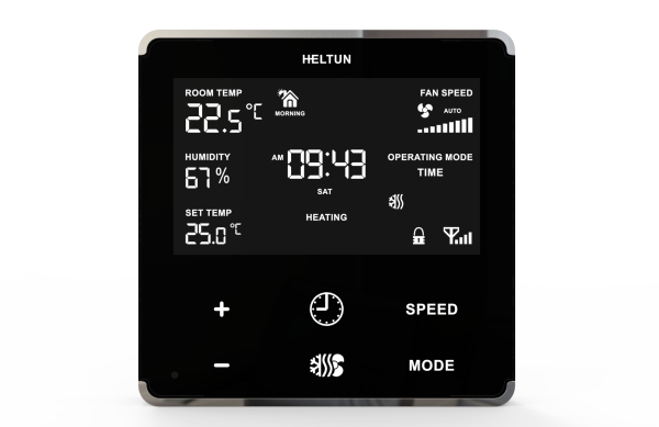 Heltun HE-FT01 fan coil termostat - Black Front