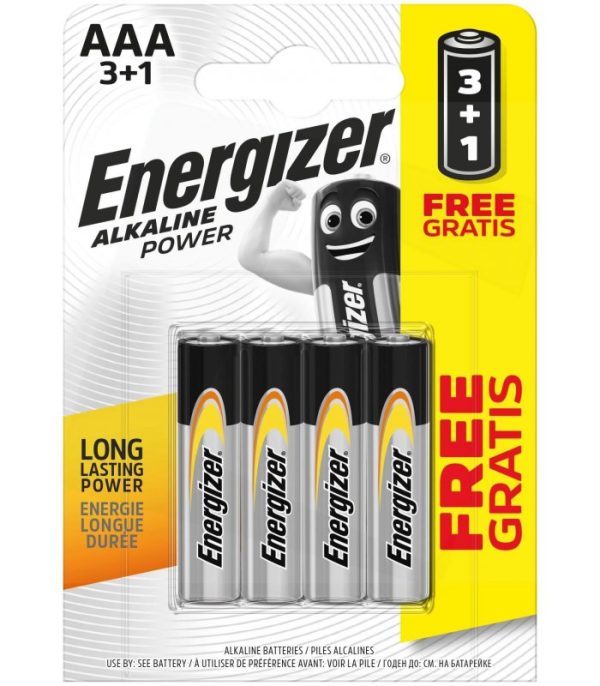 Energizer AAA-LR03 alkalická batéria, 1,5V, 3+1ks