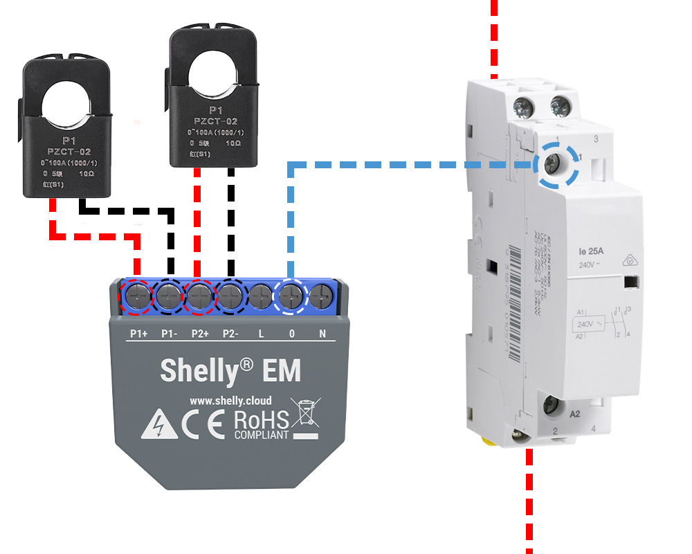 Shelly EM WiFi merač spotreby do 120A, 1x 120A svorka, výstup 1x2A 4 shelly-em-rele-na-meranie-spotreby-elektriky