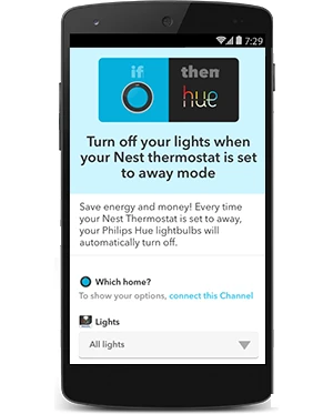Vypni Philips Hue svetlá, keď Nest termostat sa zmení na status Preč (Away)