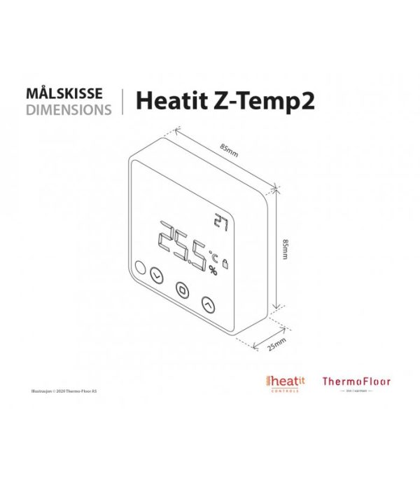 HeatIt Z-Temp2, batériový Z-Wave Plus V2 termostat, čierny