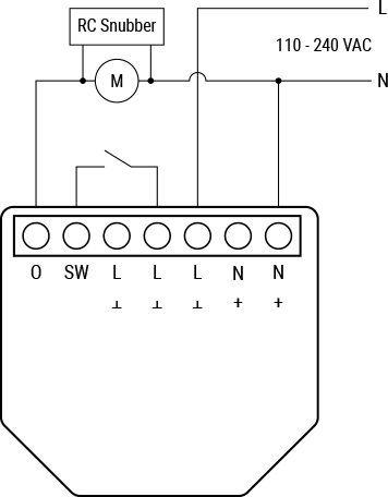 Shelly RC Snubber Plus 1PM wiring diagram