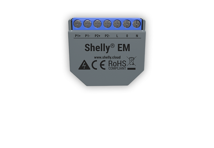 Shelly EM WiFi merač spotreby do 120A, 1x 120A svorka, výstup 1x2A 8