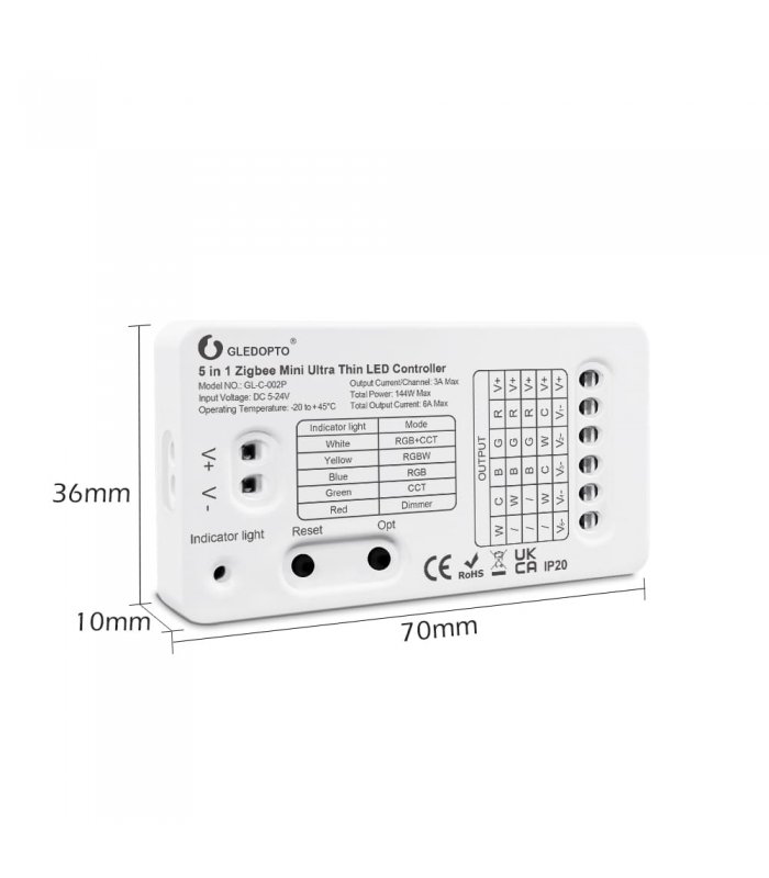 Obrázok GLEDOPTO Zigbee Mini 5-in-1 LED controller Biely ZigBee 3.0 Gledopto