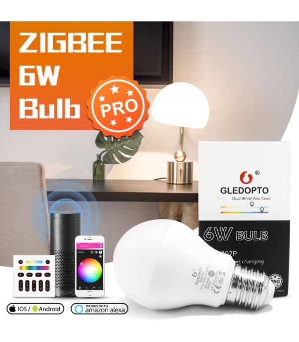 image-GLEDOPTO Zigbee Pro 6W LED Bulb Dual White and Color (GL-B-007P)
