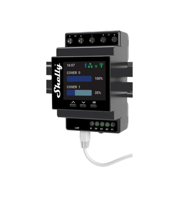 image-Shelly Pro PM Cover Shutter PM - modul na DIN lištu na ovládanie 2 motorov (LAN, WiFi, Bluetooth)