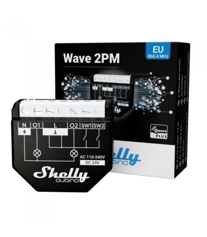image-Shelly Qubino Wave 2PM - spínací modul s meraním spotreby 2x 10A (Z-Wave)