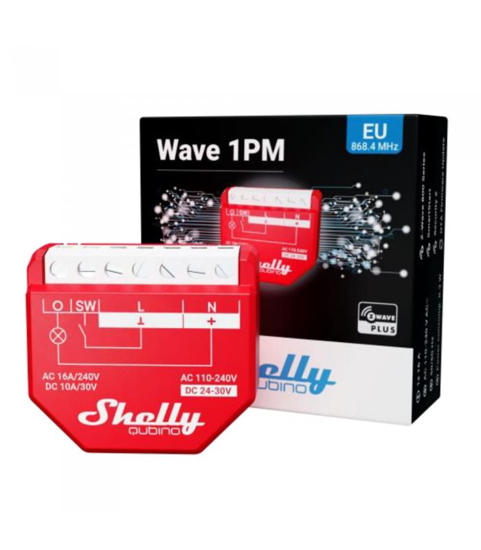 image-Shelly Qubino Wave 1PM - spínací modul s meraním spotreby 1x 16A (Z-Wave)