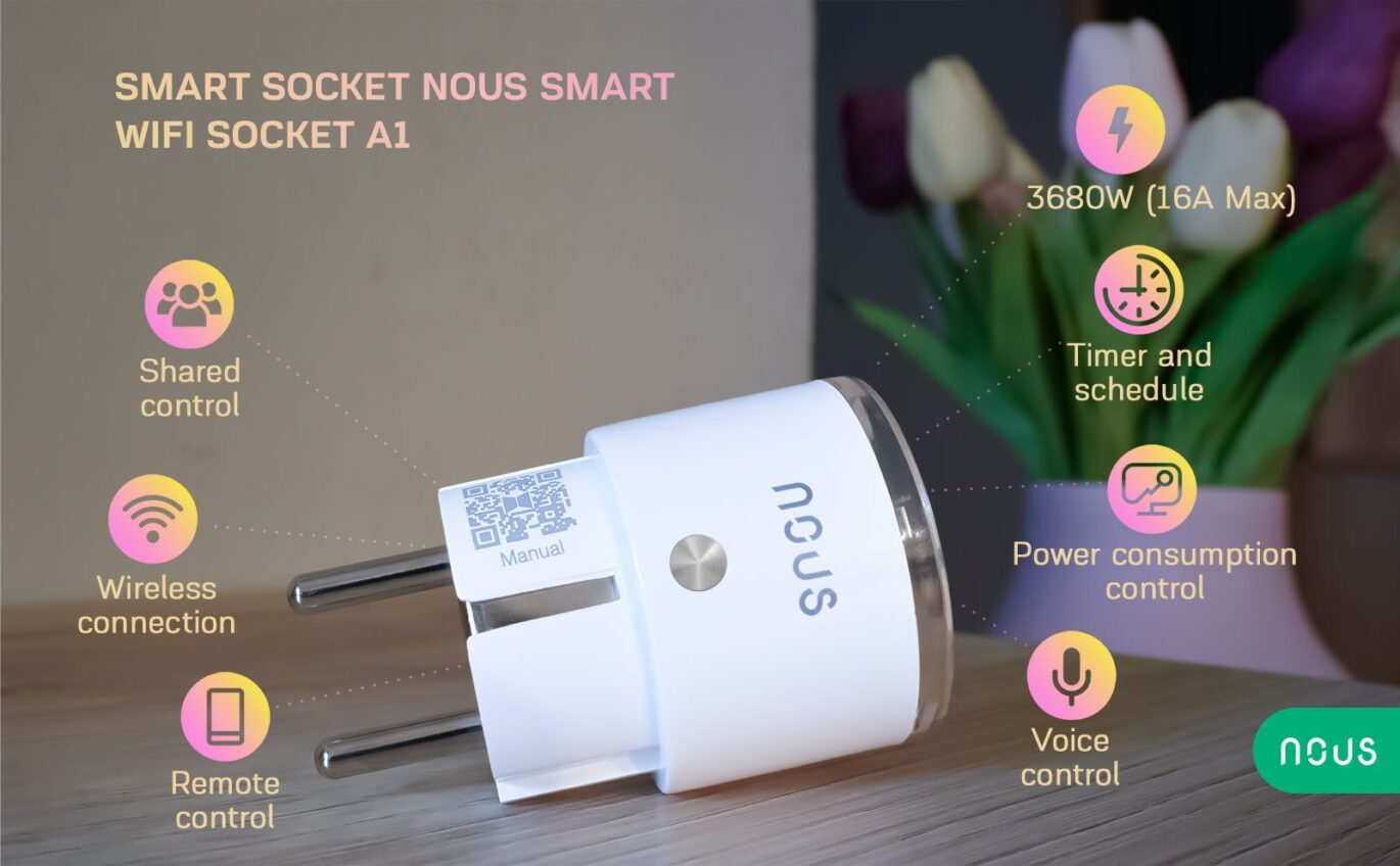 Nous A1 WiFi Smart Zásuvka do 15A Tuya (4 kusy)