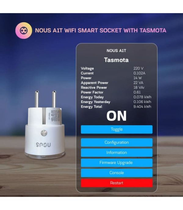 image-Nous A1T WiFi Smart Zásuvka s Tasmota firmvérom do 16A